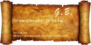 Gremsperger Britta névjegykártya